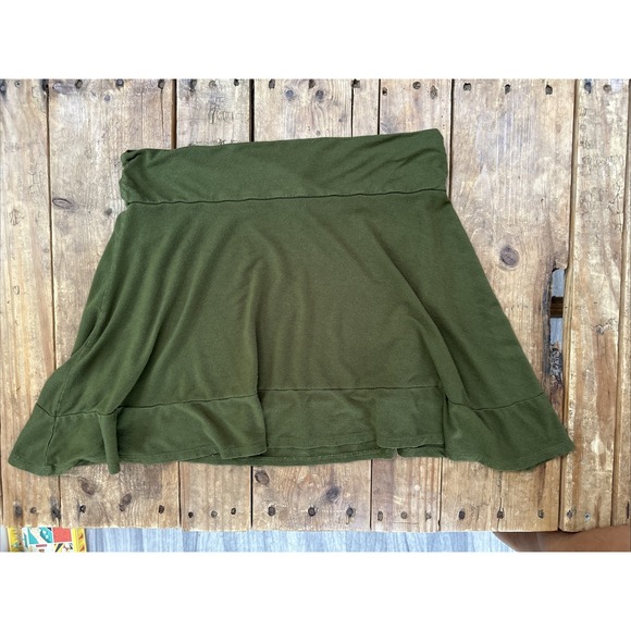 Survival‎ Vintage Y2K Size M Olive Green Mini Flared Skirt College Punk Academia - Picture 1 of 7